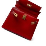 Mini Kelly Sellier 20 Rouge Box Calfskin Gold Plated U Circle Stamp - Image 11