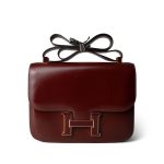 Vintage Constance 23 Rouge H Box Calfskin Enamel / Gold Plated L Circle Stamp - Image 10