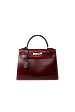 Vintage Kelly 28 Box Rouge H, Rouge Vif and Bleu Marine with Gold Hardware - Image 2