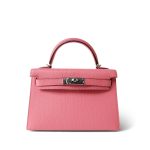 Mini Kelly Sellier Rose d’Ete Chevre Palladium Plated D Stamp - Image 2