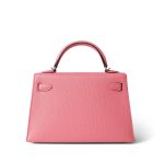 Mini Kelly Sellier Rose d’Ete Chevre Palladium Plated D Stamp - Image 5