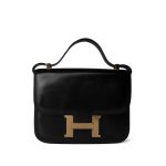 Vintage Constance 23 Black Box Calfskin Gold Plated H Circle Stamp