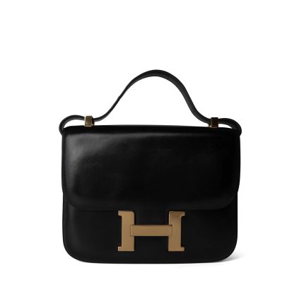Vintage Constance 23 Black Box Calfskin Gold Plated H Circle Stamp