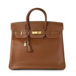 Vintage Hermes HAC 32 Gold Courchevel Gold Hardware C Square Stamp