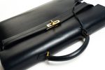 Vintage Hermes Kelly 38 Depeches Dark Navy Briefcase - Image 3
