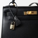 Vintage Kelly 28 Black Ardennes Leather Gold Plated Hardware Z Stamp - Image 11