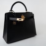 Vintage Kelly 28 Black Ardennes Leather Gold Plated Hardware Z Stamp - Image 5