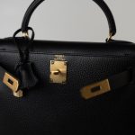 Vintage Kelly 28 Black Ardennes Leather Gold Plated Hardware Z Stamp - Image 7