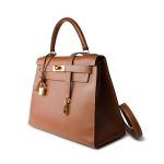 Vintage Kelly 28 Gold Courchevel Leather Gold Plated Hardware V Stamp - Image 4