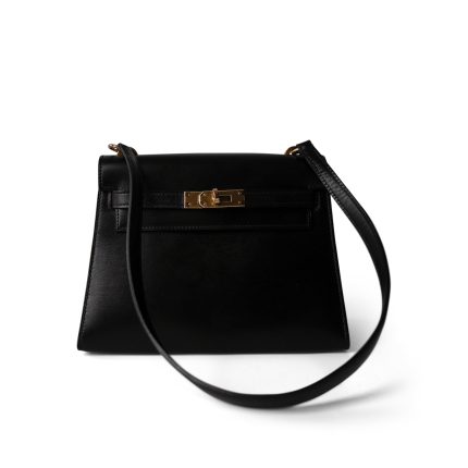 Vintage Mini Kelly 20 Black Box Calfskin Gold Plated