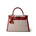 Kelly Sellier 28 Rouge H Courchevel Toile Gold Plated Y Circle Stamp - Image 2