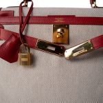 Kelly Sellier 28 Rouge H Courchevel Toile Gold Plated Y Circle Stamp - Image 13