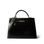 Kelly Sellier 32 Black Box Calfskin Gold Plated (R) Stamp