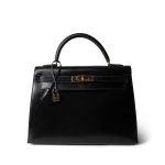 Kelly Sellier 32 Black Box Calfskin Gold Plated (U) Stamp - Image 6