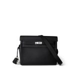 Kelly Messenger Bag Noir / Black Togo Palladium Plated B Stamp Large
