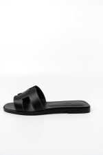 Hermès Box Calfskin Oran Sandals Black - Image 6