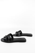 Hermès Box Calfskin Oran Sandals Black