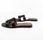 Hermès Box Calfskin Oran Sandals Black (Size 38) - Image 7