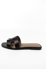 Hermès Box Calfskin Oran Sandals Black (Size 38) - Image 2