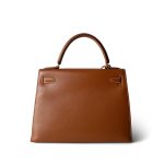 Vintage Kelly 28 Gold Courchevel Leather Gold Plated Hardware V Circle Stamp - Image 4