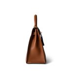 Vintage Kelly 28 Gold Courchevel Leather Gold Plated Hardware V Circle Stamp - Image 5