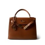 Vintage Kelly 28 Gold Courchevel Leather Gold Plated Hardware V Circle Stamp - Image 13