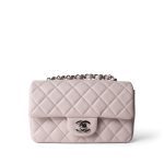 21B Lilac Lambskin Quilted Mini Rectangular Flap Silver Hardware
