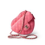 22S Pink Lambskin Quilted Large Heart Bag Light Gold Hardware - Image 10