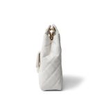 23C White Caviar Quilted Medium/Large Hobo Bag Aged Gold Hardware - Image 4