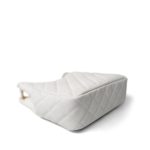 23C White Caviar Quilted Medium/Large Hobo Bag Aged Gold Hardware - Image 7