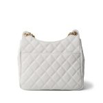 23C White Caviar Quilted Medium/Large Hobo Bag Aged Gold Hardware - Image 6
