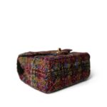 22K Multicolor Tweed Quilted Mini Square Flap Aged Gold Hardware - Image 3